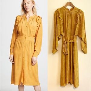 Joie Redson Star sprint Golden Yellow Midi Dress Medium